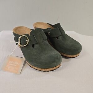 Birkenstock Papillio Women's Suede Fanny Ring Buckle Clogs US Size 6 Green